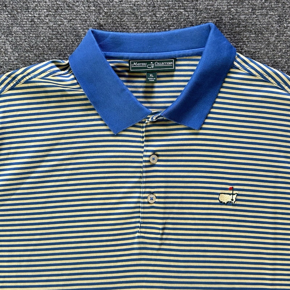 Masters Collection Shirt Men Extra Large Blue Yellow Stripe Performance Pima‎